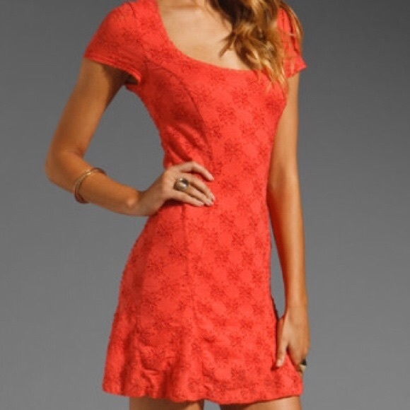 Muted orange/pink free people floral lace dress - Picture 2 of 5